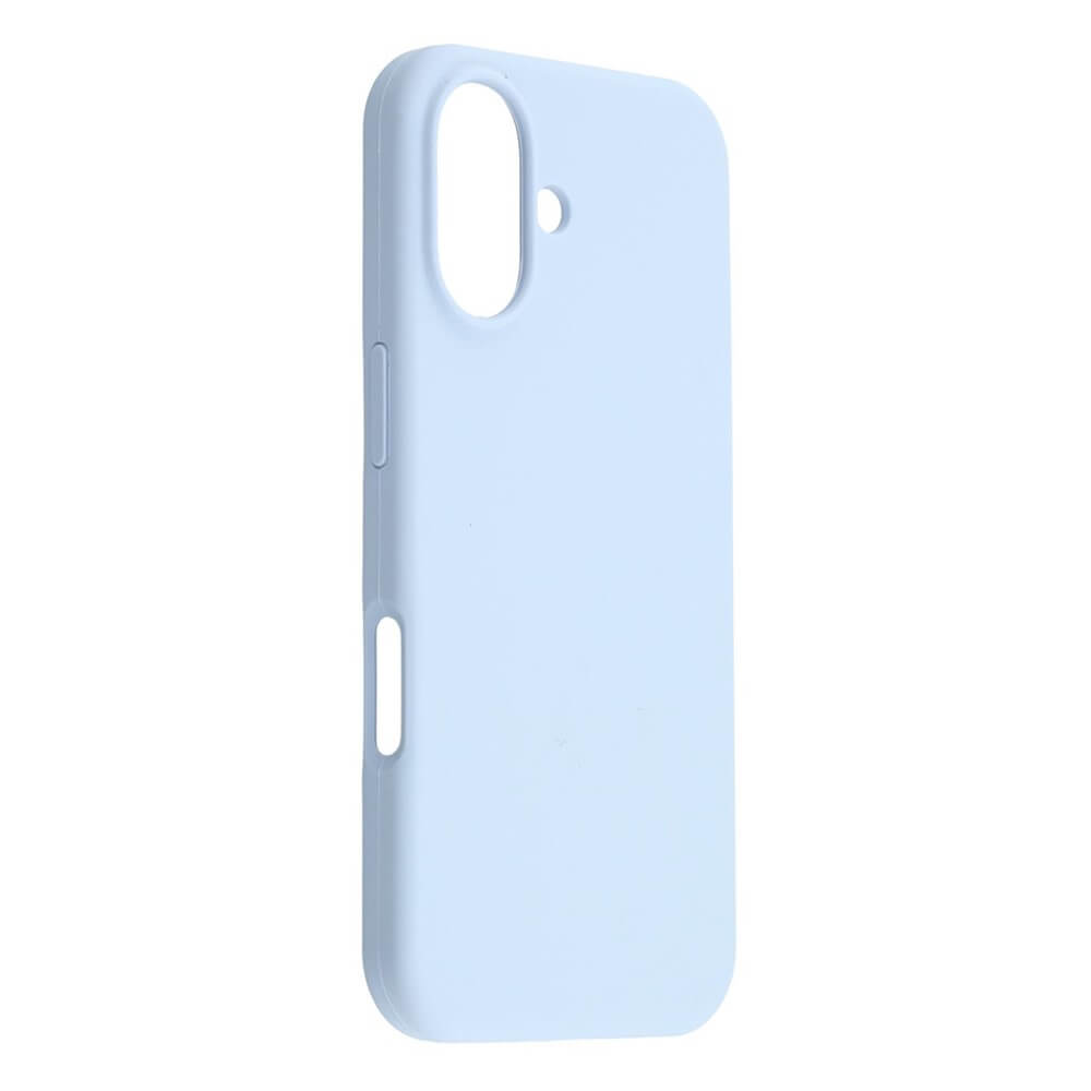 Die iPhone 17 - Solide Silikonhülle von Cover-Discount in Hellblau bietet schlanken Schutz mit Soft-Touch-Oberfläche und präzisen Ausschnitten für Kamera, Tasten und Anschlüsse, präsentiert auf weißem Hintergrund.
