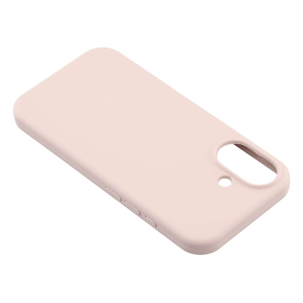 Cover-Discount iPhone 17 - Solide Silikonhülle in zartem Rosa mit schlankem Schutz, Soft-Touch-Oberfläche und präzisen Aussparungen für Kamera und Tasten, präsentiert auf weißem Hintergrund.