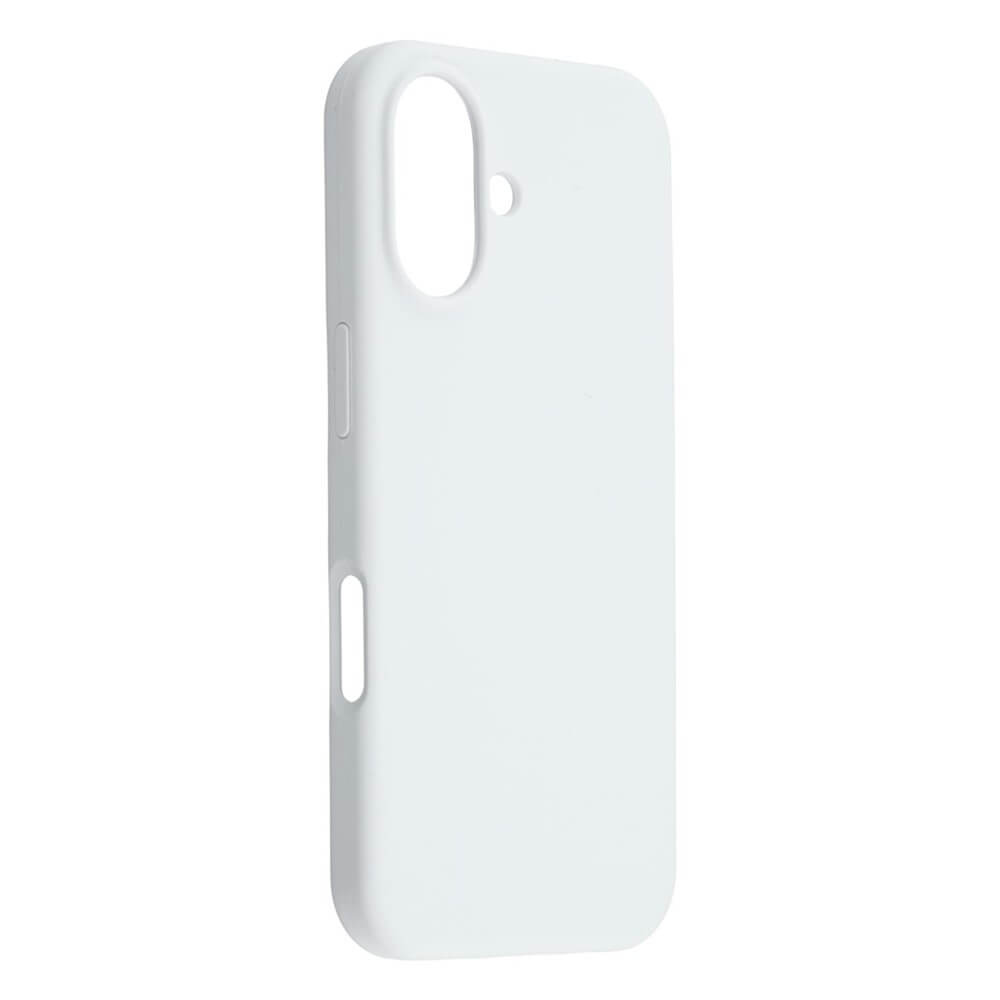 Die Cover-Discount iPhone 17 - Solide Silikonhülle in schlichtem Weiß bietet schlanken Schutz mit Soft-Touch-Oberfläche und präzisen Aussparungen für Tasten und Kamera, dargestellt auf weißem Hintergrund.