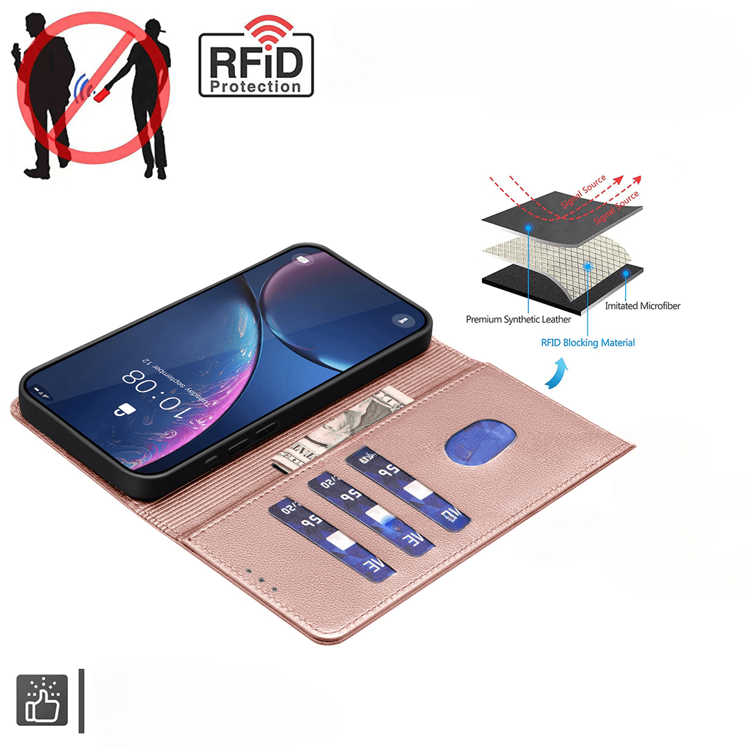 Galaxy S25 FE - Custodia in pelle BINFEN con blocco RFID