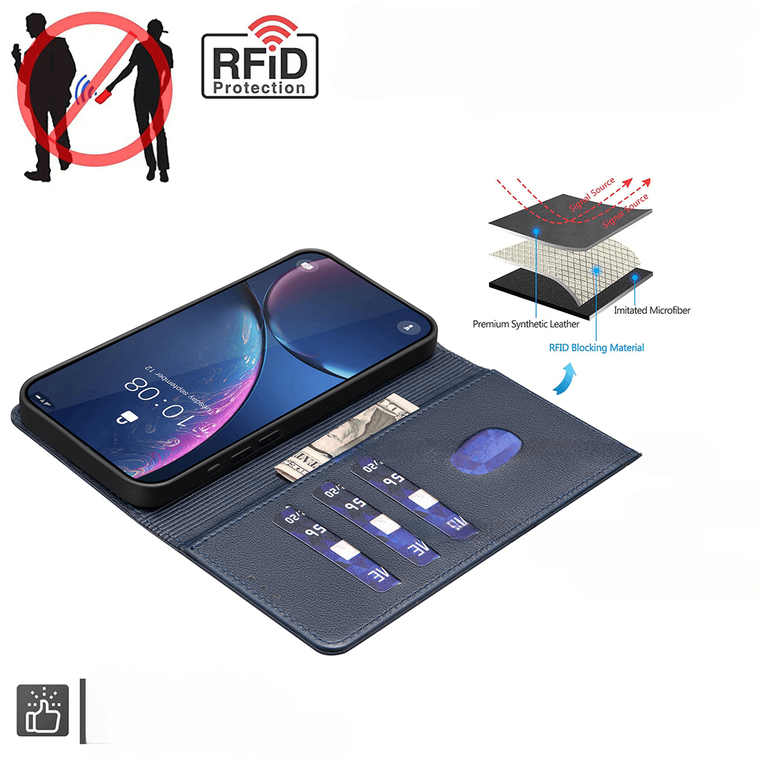 Galaxy S25 FE - Custodia in pelle BINFEN con blocco RFID