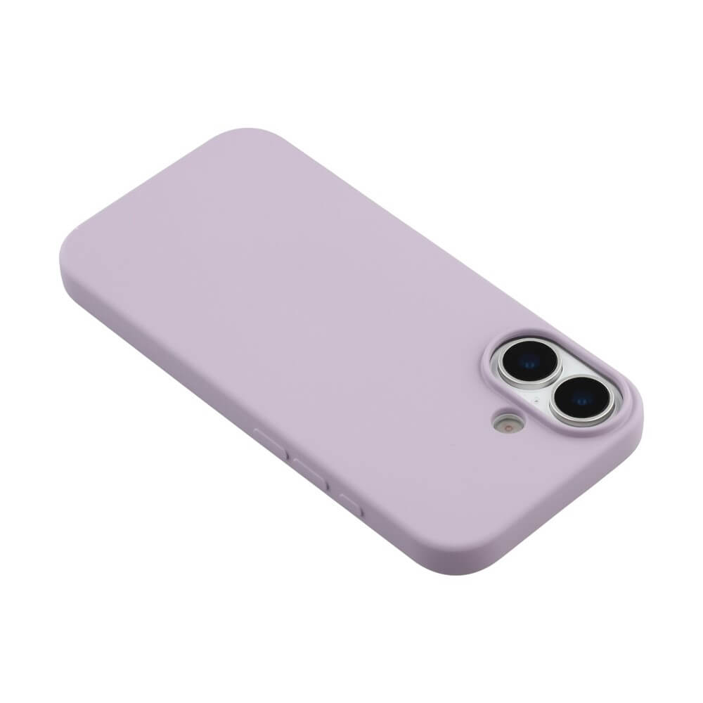 Lavendelfarbene, matte Handyhülle für Smartphones mit Doppelkamera oben rechts.