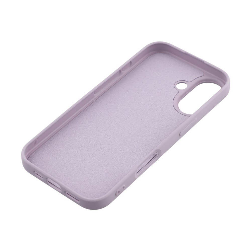 Hellviolette Handyhülle mit exakten Aussparungen für Kamera, Tasten und Anschlüsse, passend für bestimmtes Smartphonemodell.