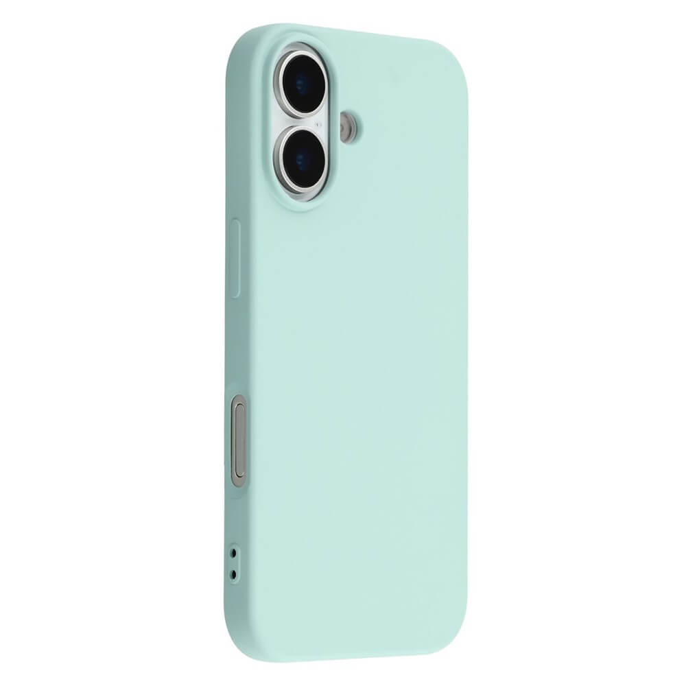 Mintgrüne Smartphone-Hülle mit matter Oberfläche und präzisen Aussparungen für Kamera, Blitz und Tasten.