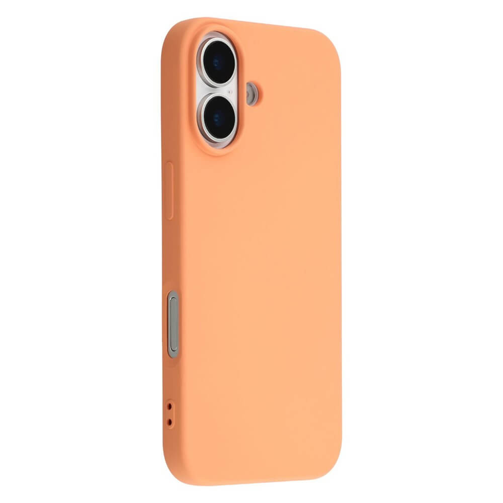 Silikonhülle in Orange für Smartphone mit Dual-Kamera und Blitzaussparungen, stilvoll und schützend.