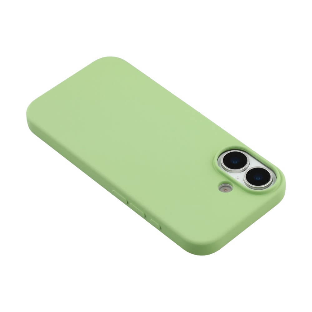 Hellgrüne Smartphonehülle mit präzisen Ausschnitten für Kamera und Knöpfe, mattes Finish.