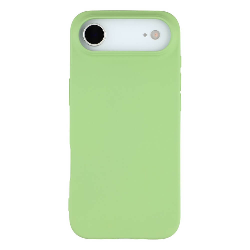 #farbe_hellgrün|Smartphone mit limettengrünem Schutzcase, weißem oberen Bereich, Kamera und Blitz auf weißem Hintergrund.