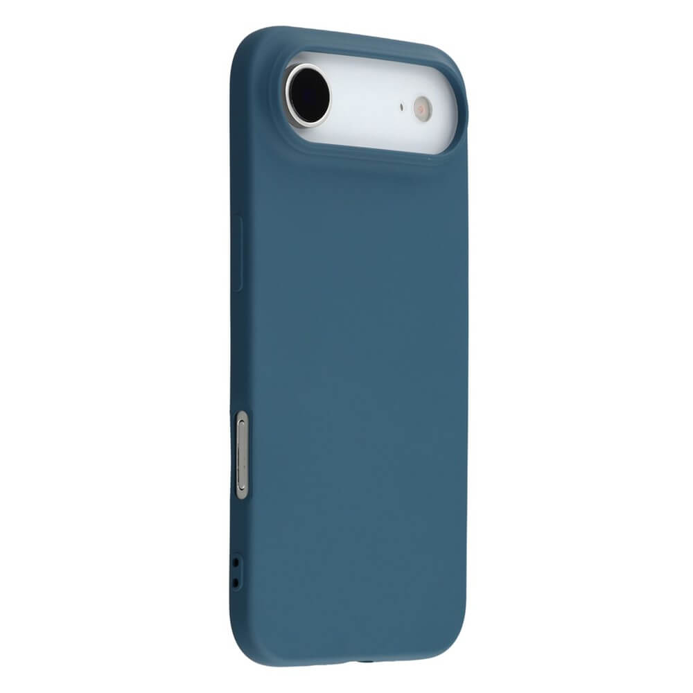 Smartphone in einem modernen blauen Schutzcase aus der Schweiz, mit freier Kamera und Blitz.