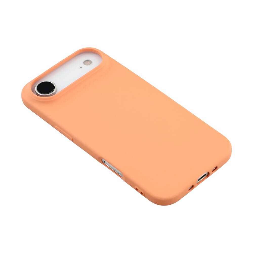 Smartphone mit pfirsichfarbenem Schutzcase, das Kamera und Anschlüsse freilässt.