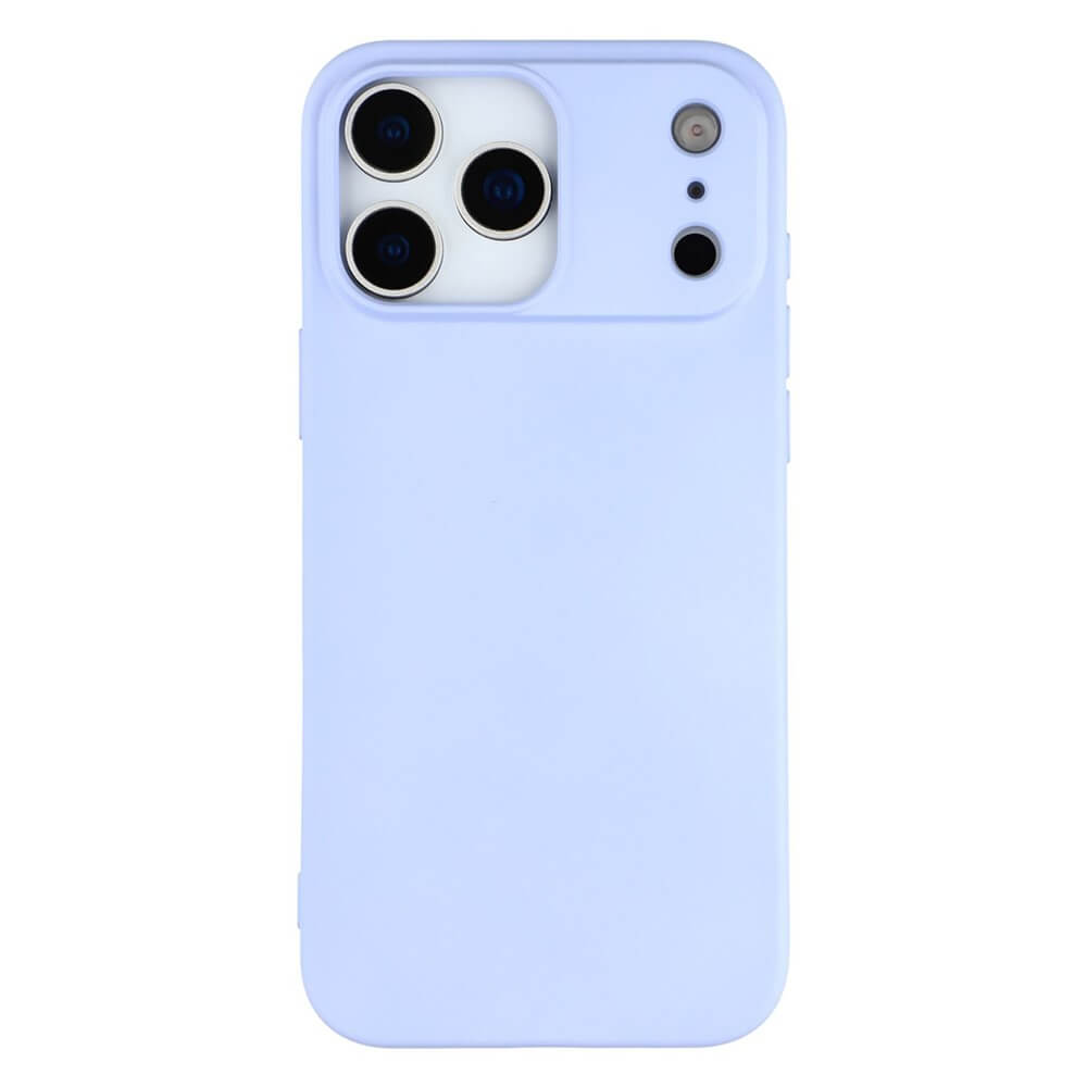Leicht violette Smartphone-Hülle mit Aussparungen für Dreifachkamera und Blitz, für moderne Handys geeignet.