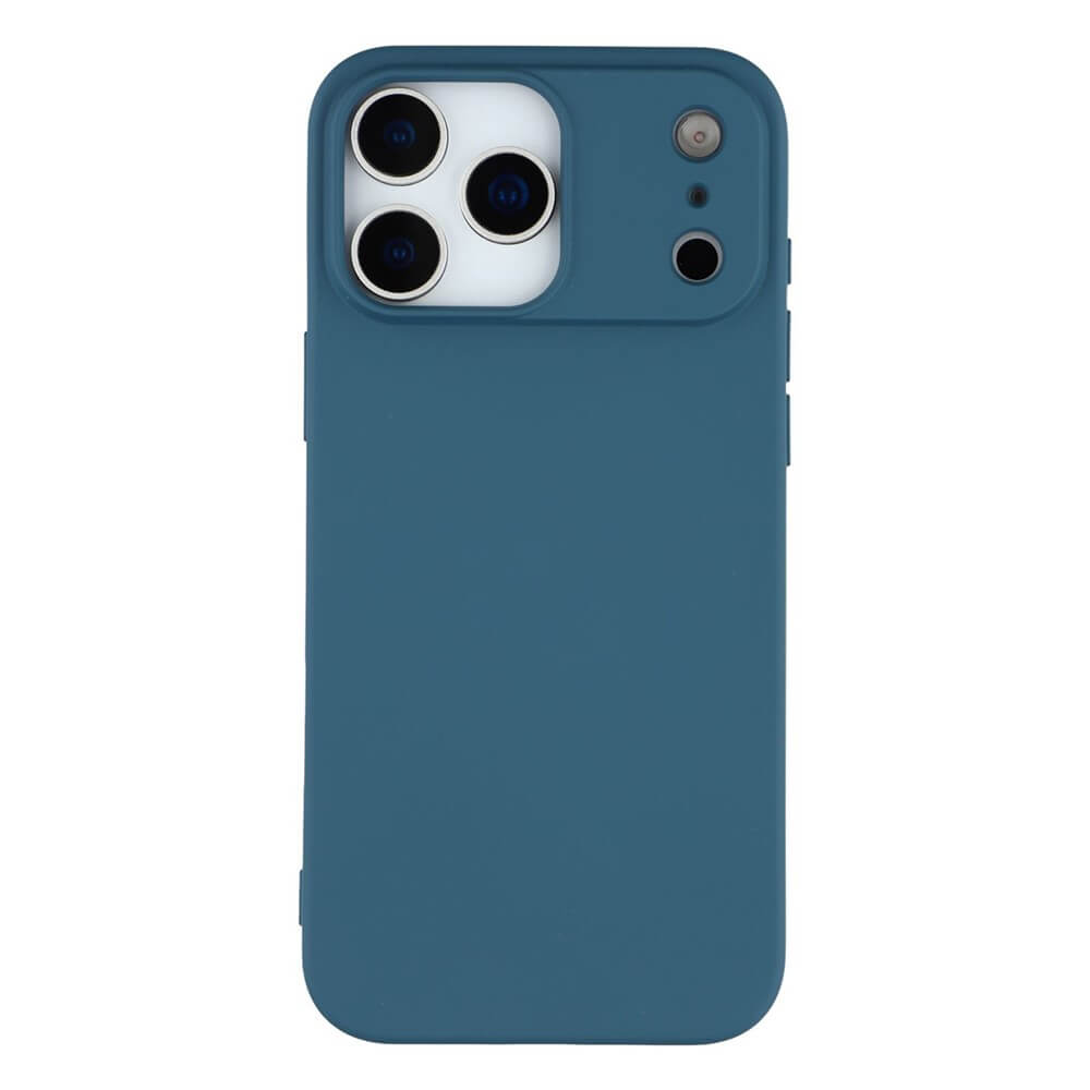 Smartphone mit blauem Schutzcase, drei Kameralinsen und zwei Sensoren, elegantes Design