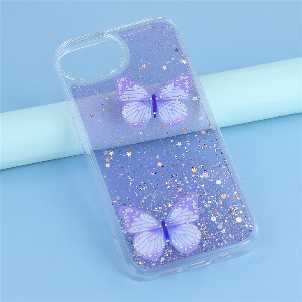 iPhone 16e - Custodia glitterata farfalle