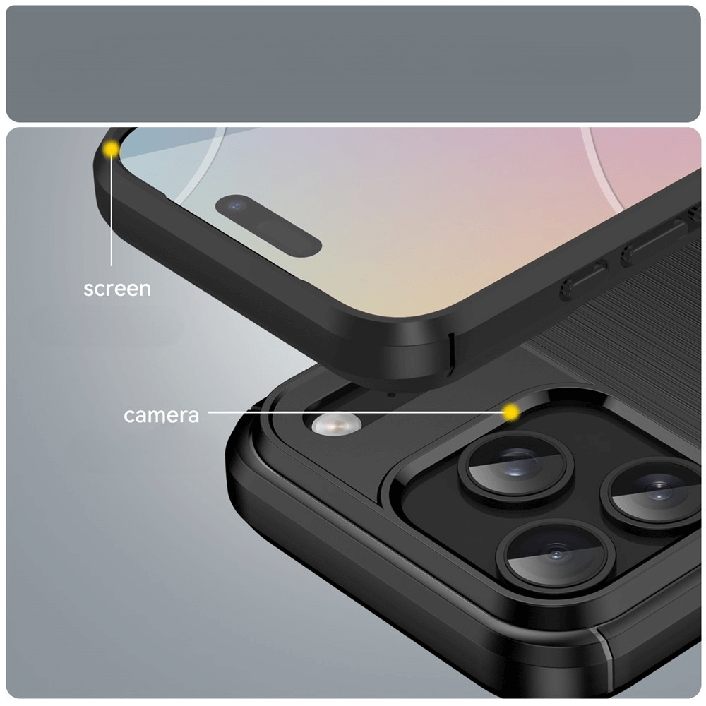 iPhone 17 Pro - Coque look métal carbone