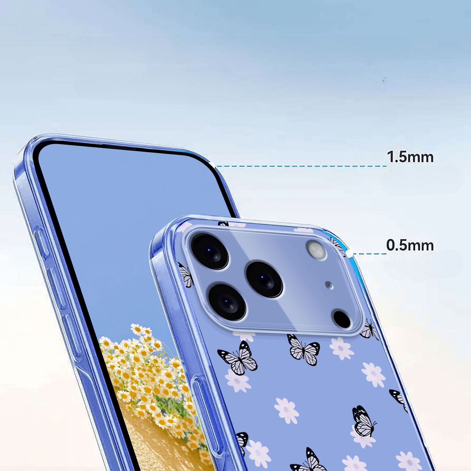 iPhone 17 Pro Max - Silikon Gummi Hülle Blumen