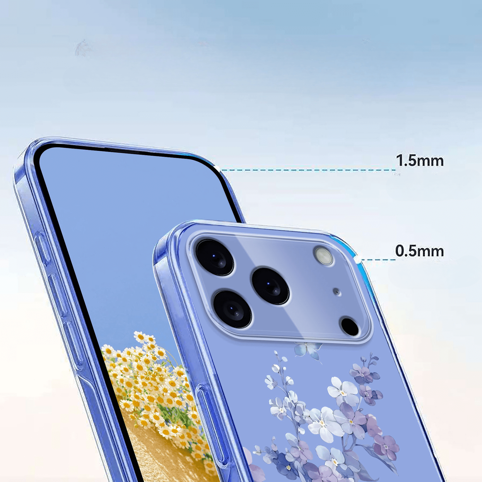 iPhone 17 Pro - Coque en caoutchouc silicone fleures