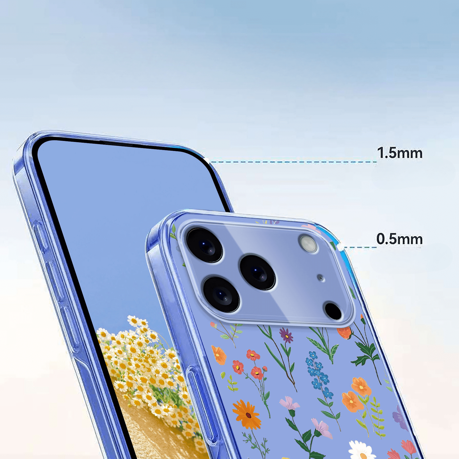 iPhone 17 Pro - Coque en caoutchouc silicone fleures