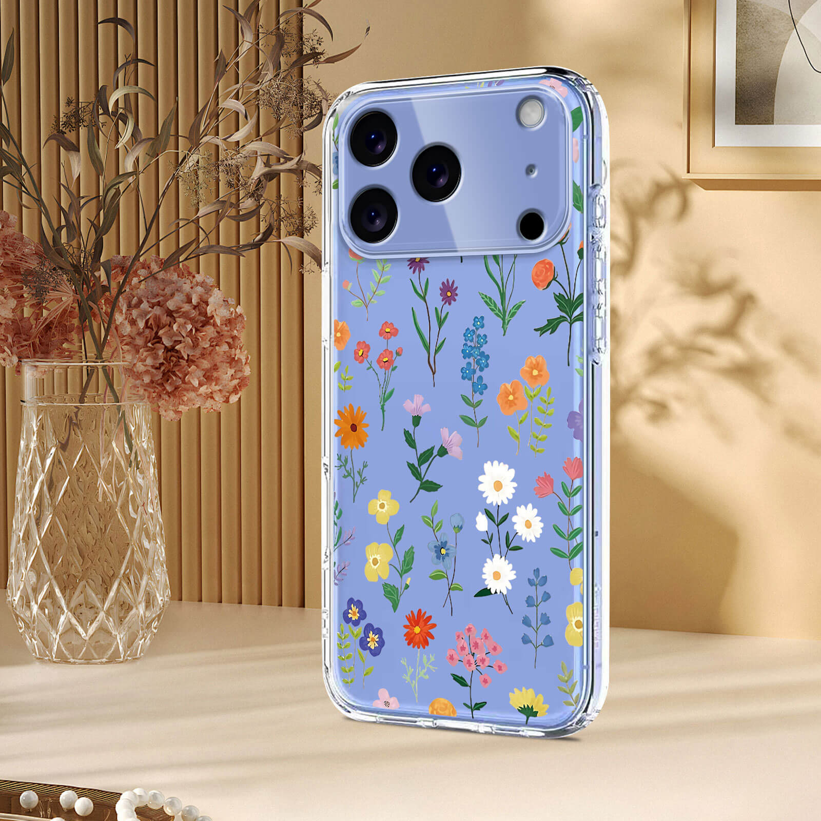 iPhone 17 Pro - Coque en caoutchouc silicone fleures