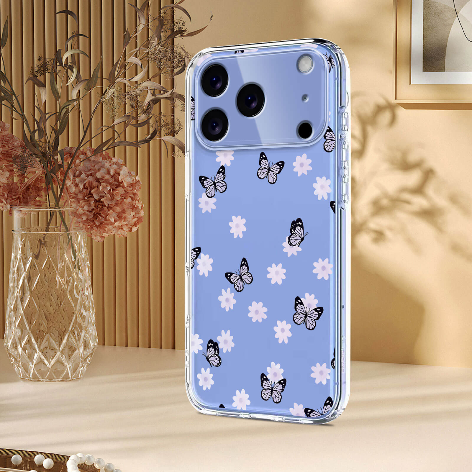 iPhone 17 Pro - Coque en caoutchouc silicone fleures