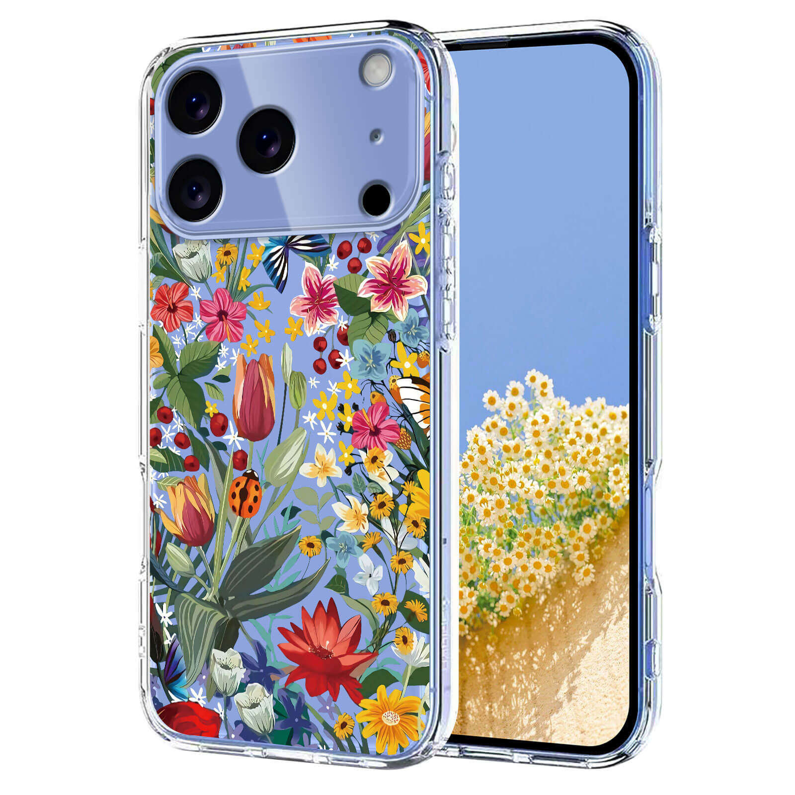 iPhone 17 Pro - Coque en caoutchouc silicone fleures