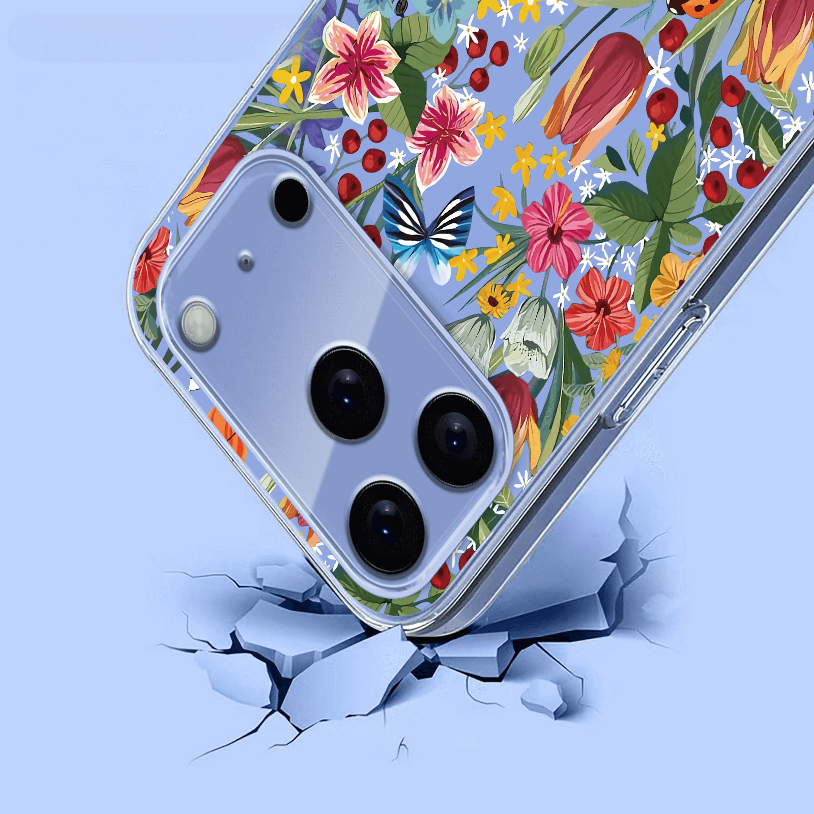 iPhone 17 Pro - Coque en caoutchouc silicone fleures