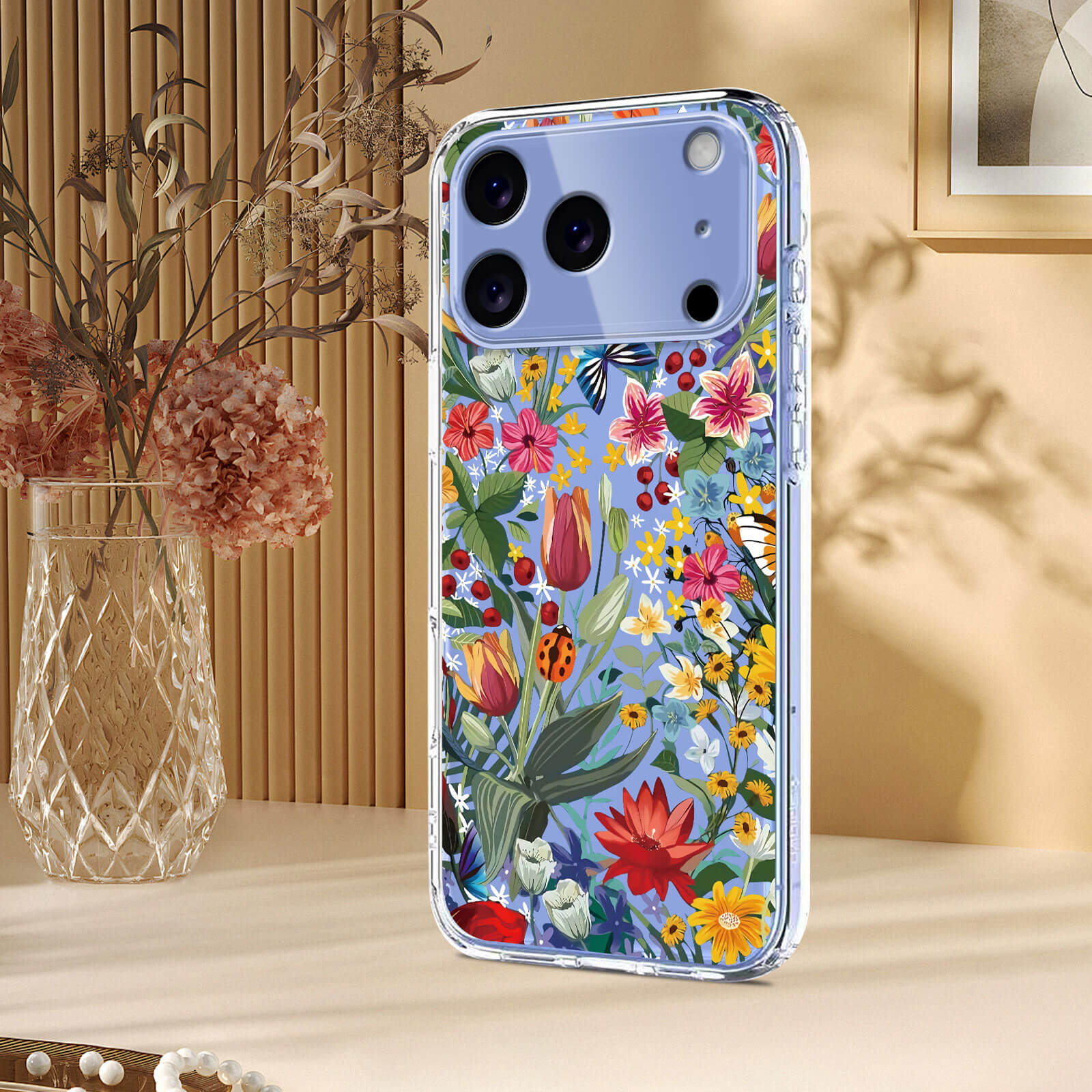 iPhone 17 Pro - Coque en caoutchouc silicone fleures
