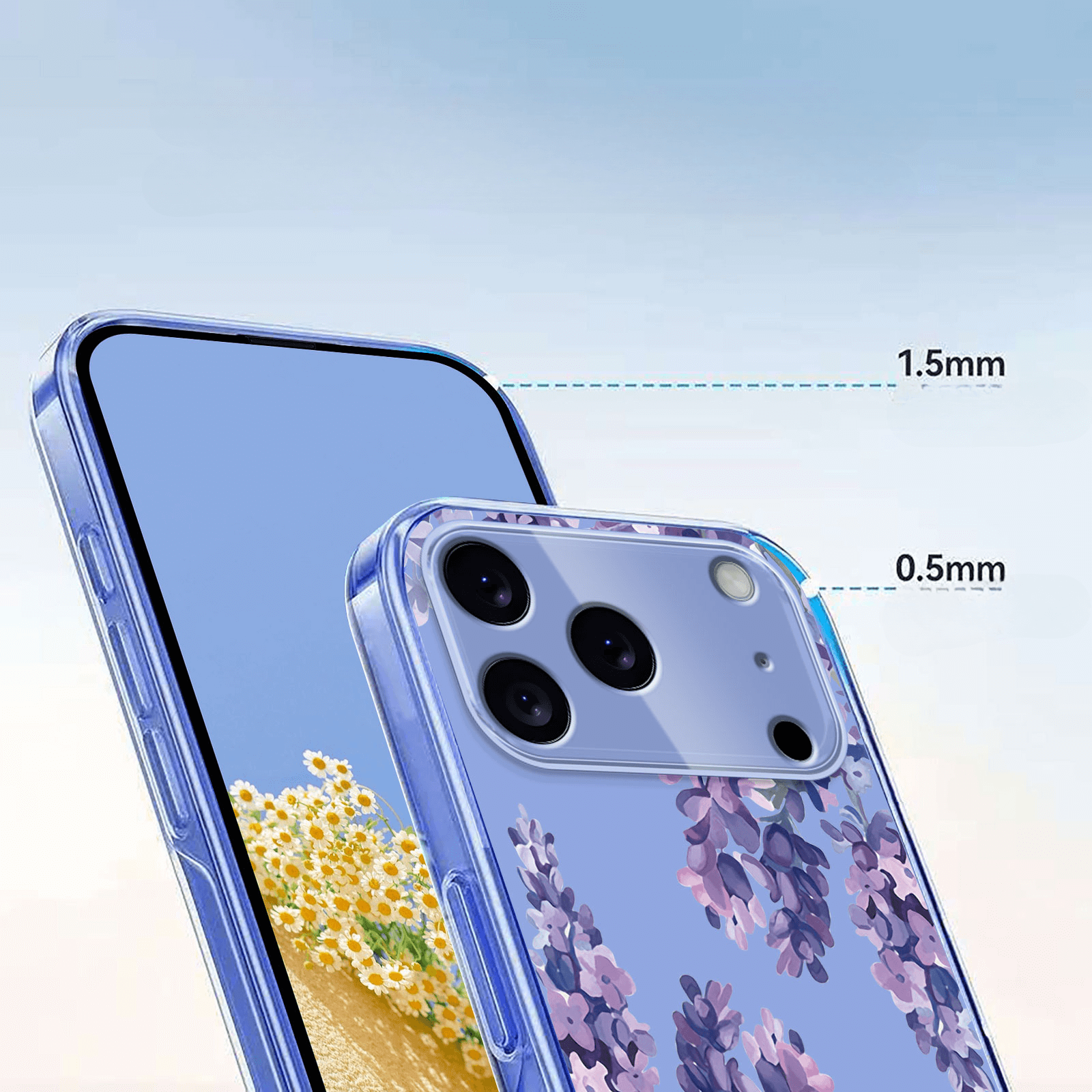 iPhone 17 Pro - Coque en caoutchouc silicone fleures