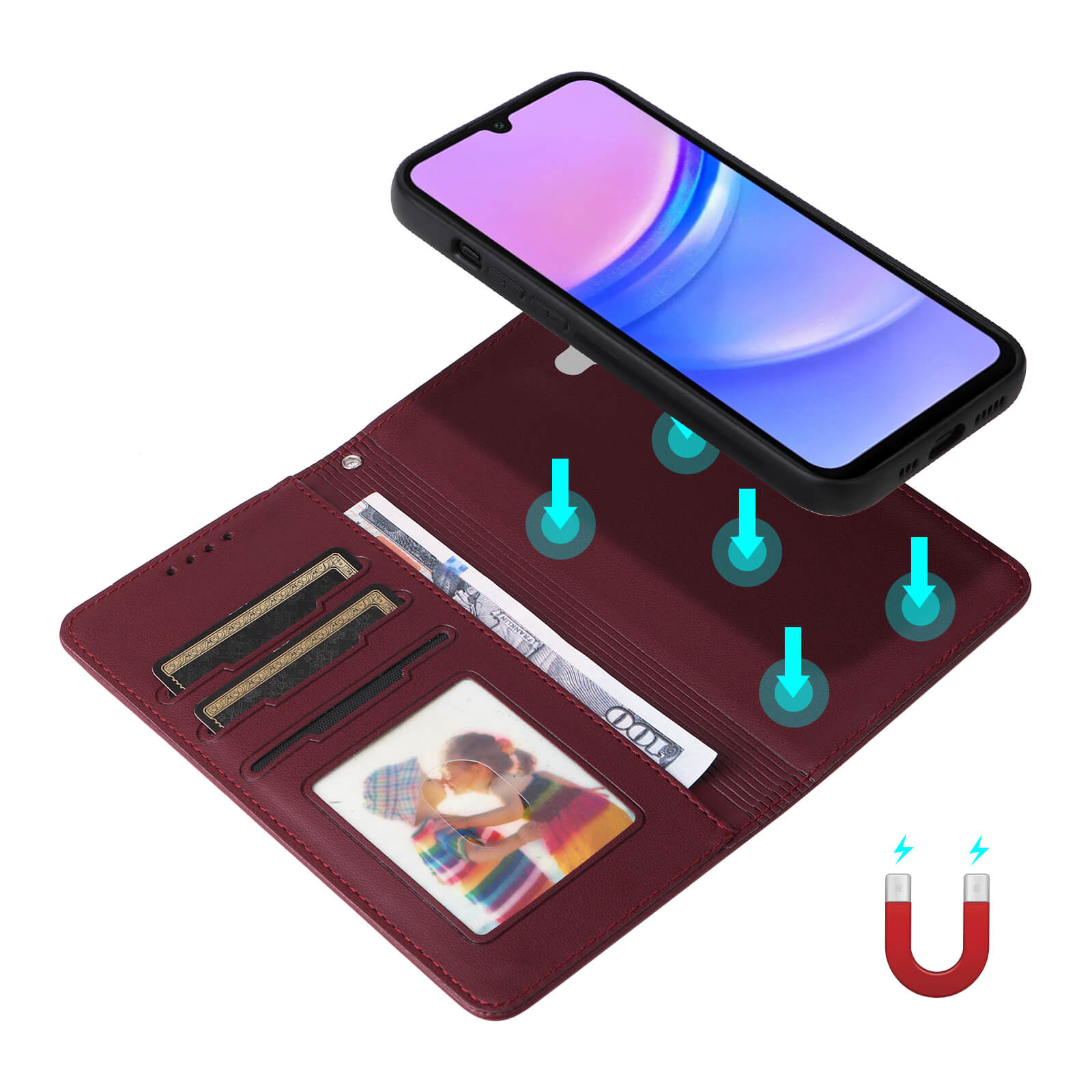 Galaxy A17 - Custodia portafoglio divisibile 2 in 1 