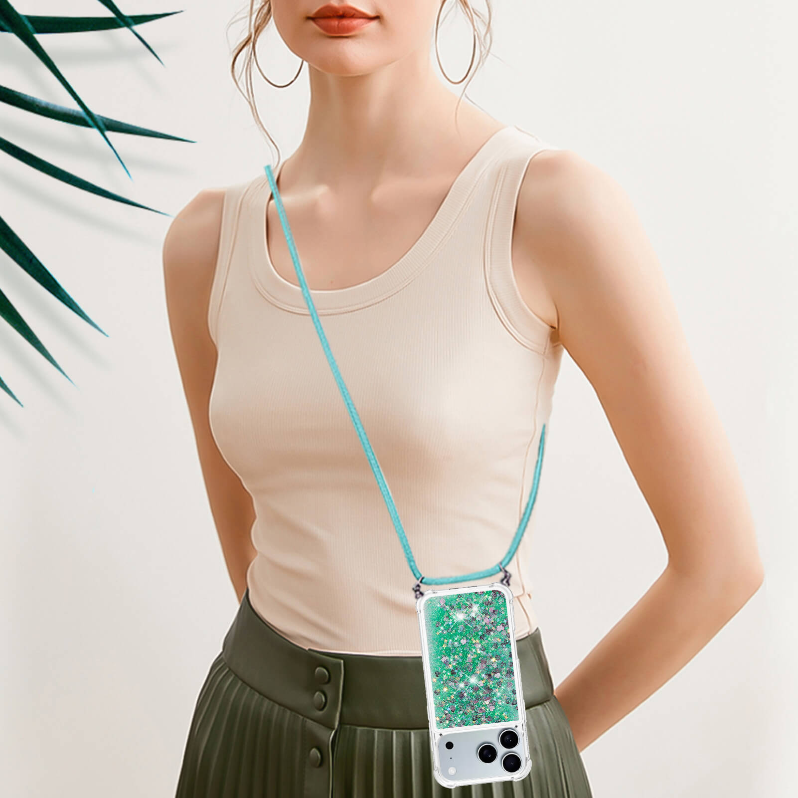 iPhone 17 Pro - Glitzer Hülle mit Kordel