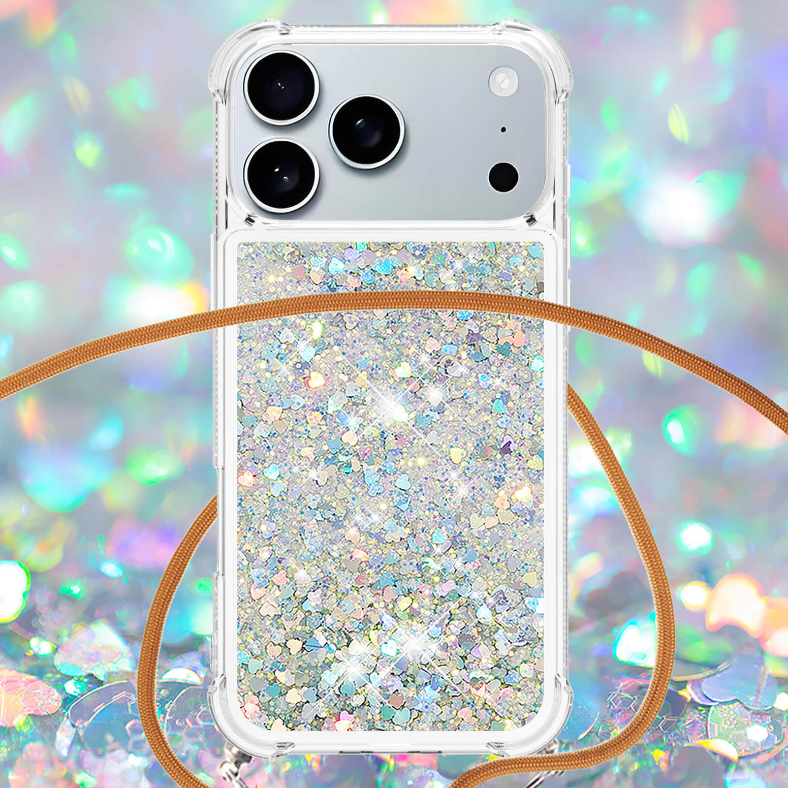 iPhone 17 Pro - Glitzer Hülle mit Kordel