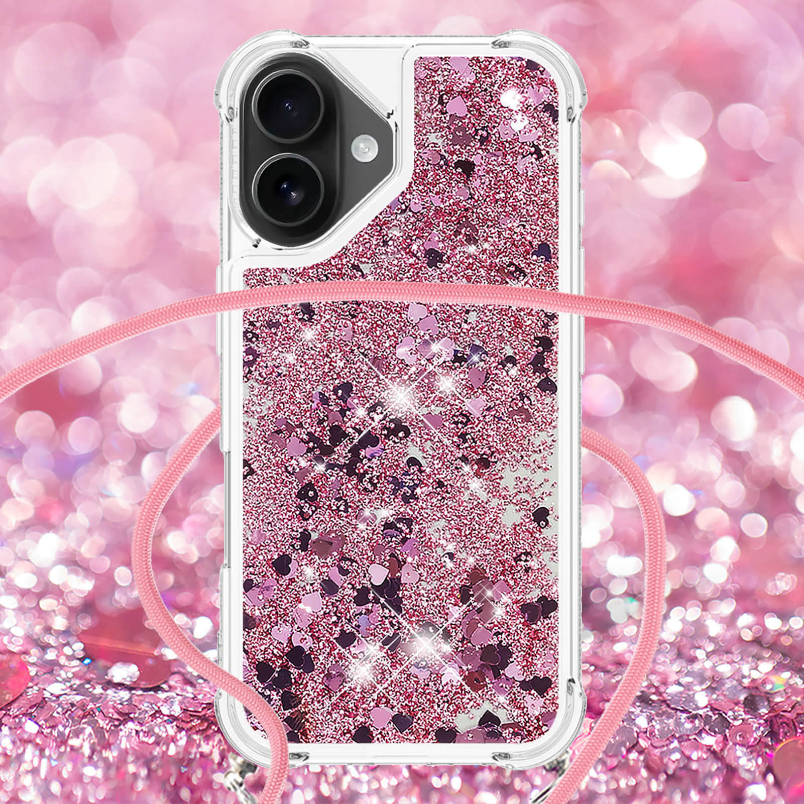 iPhone 17 - Glitzer Hülle mit Kordel