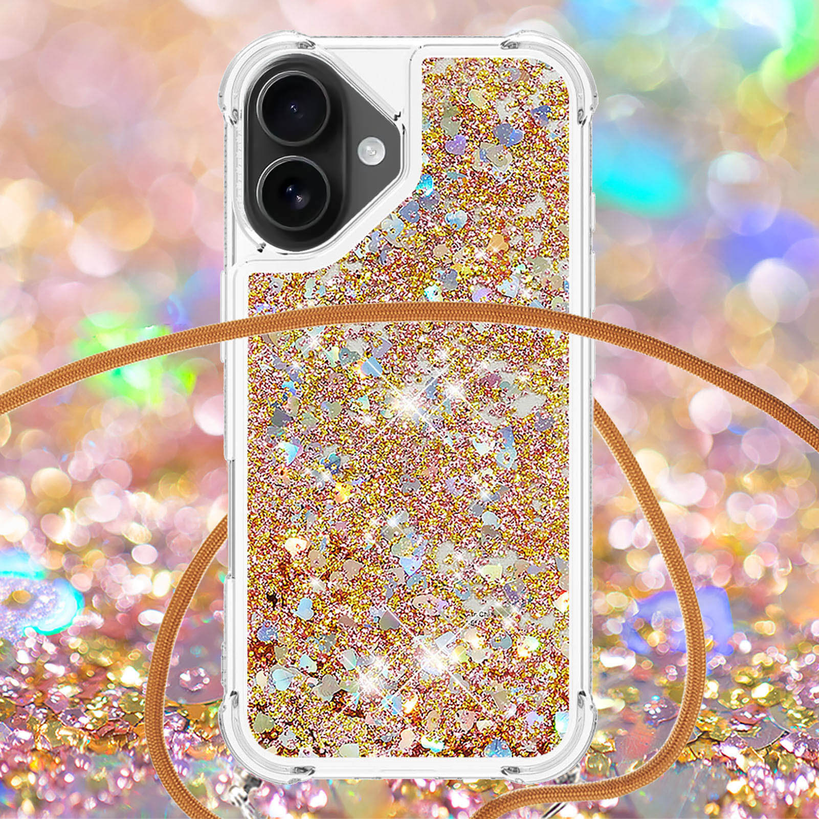 iPhone 17 - Glitzer Hülle mit Kordel