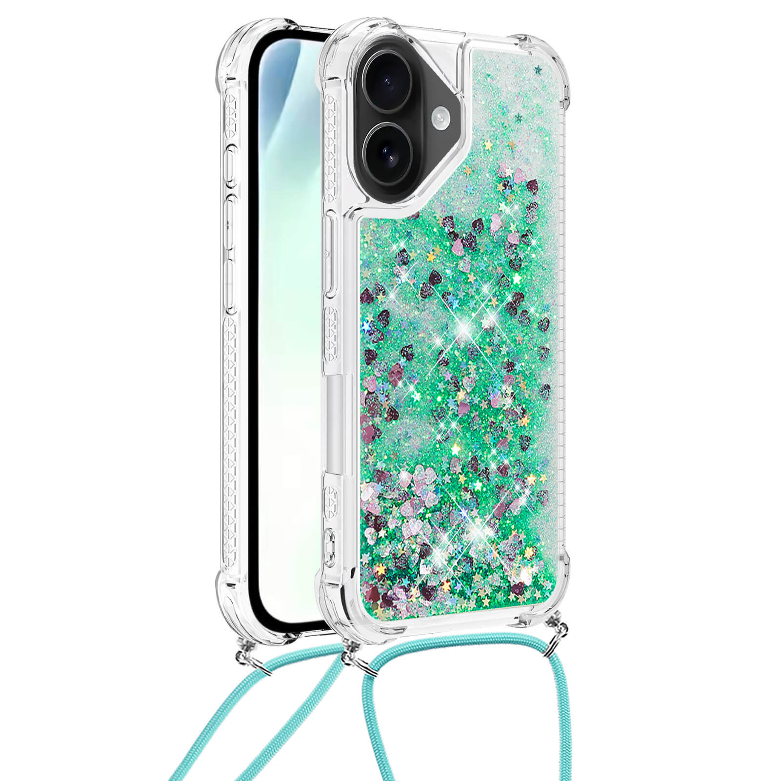 iPhone 17 - Glitzer Hülle mit Kordel