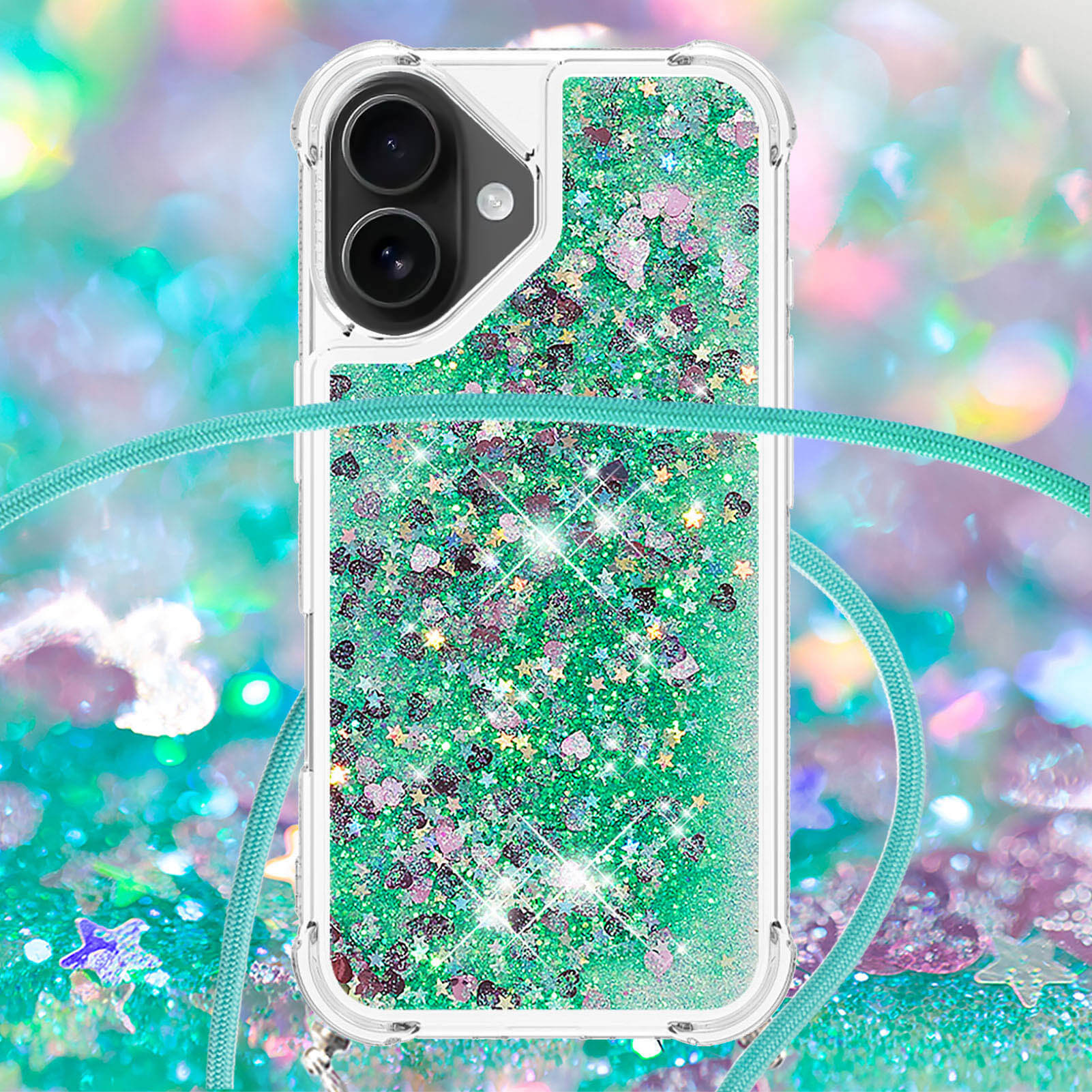 iPhone 17 - Glitzer Hülle mit Kordel