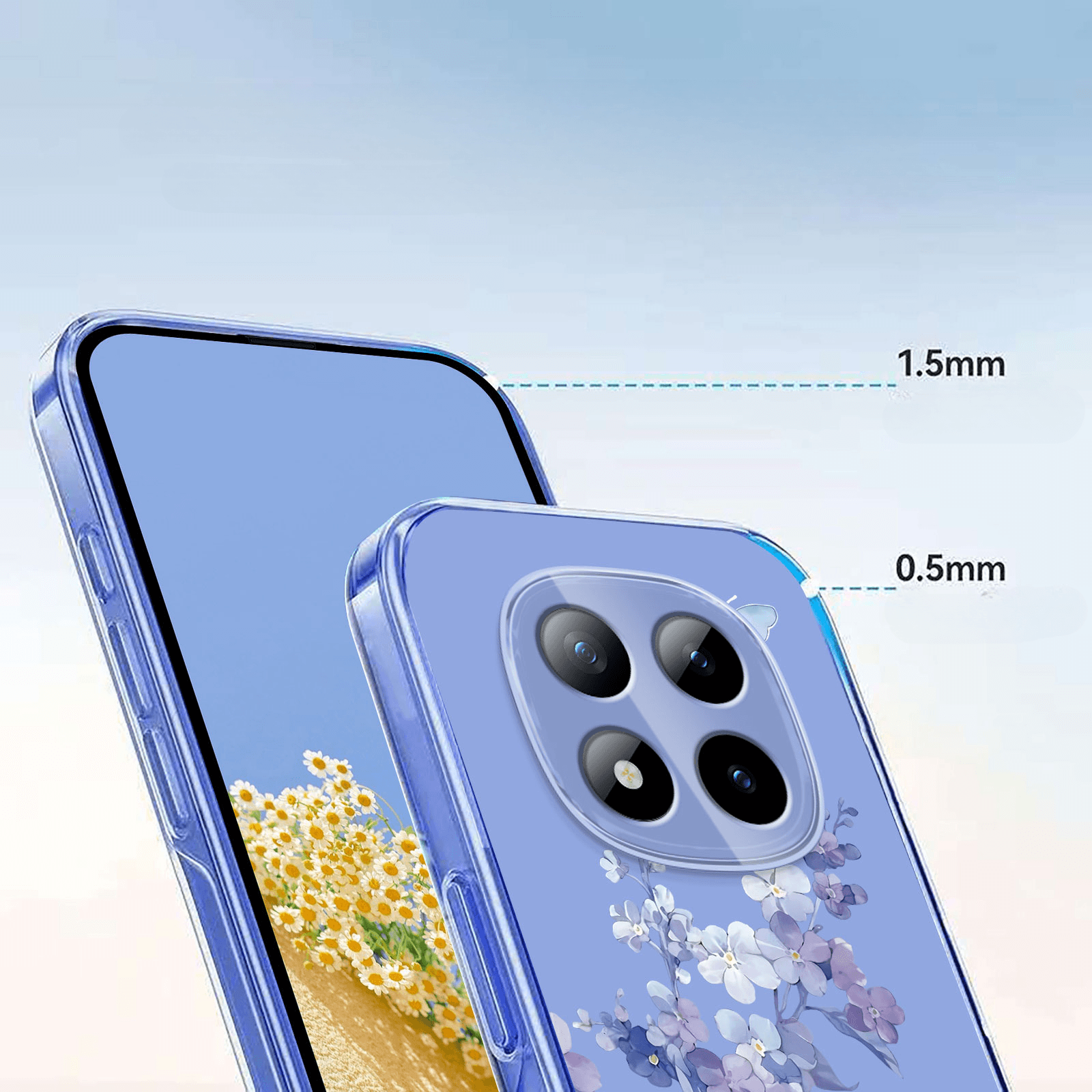 Xiaomi Redmi Note 15 Pro+ / Poco M8 Pro - Custodia in gomma siliconica fiori