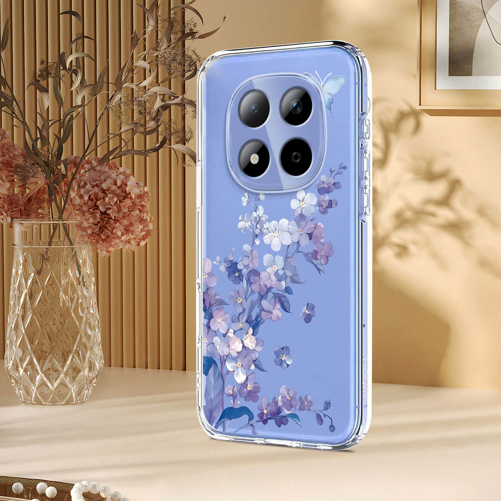 Xiaomi Redmi Note 15 Pro 5G - Custodia in gomma siliconica fiori