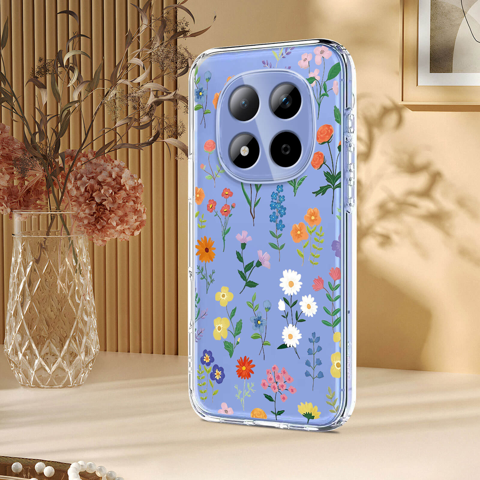 Xiaomi Redmi Note 15 Pro 5G - Custodia in gomma siliconica fiori