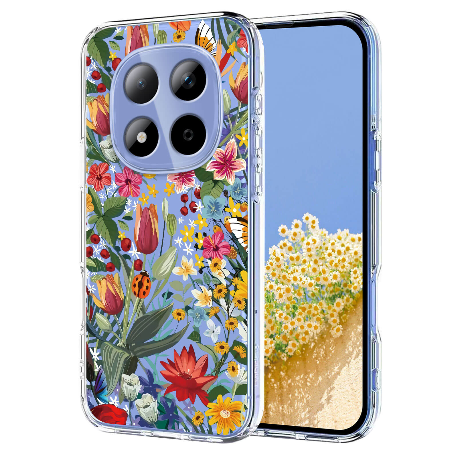 Xiaomi Redmi Note 15 Pro 5G - Custodia in gomma siliconica fiori