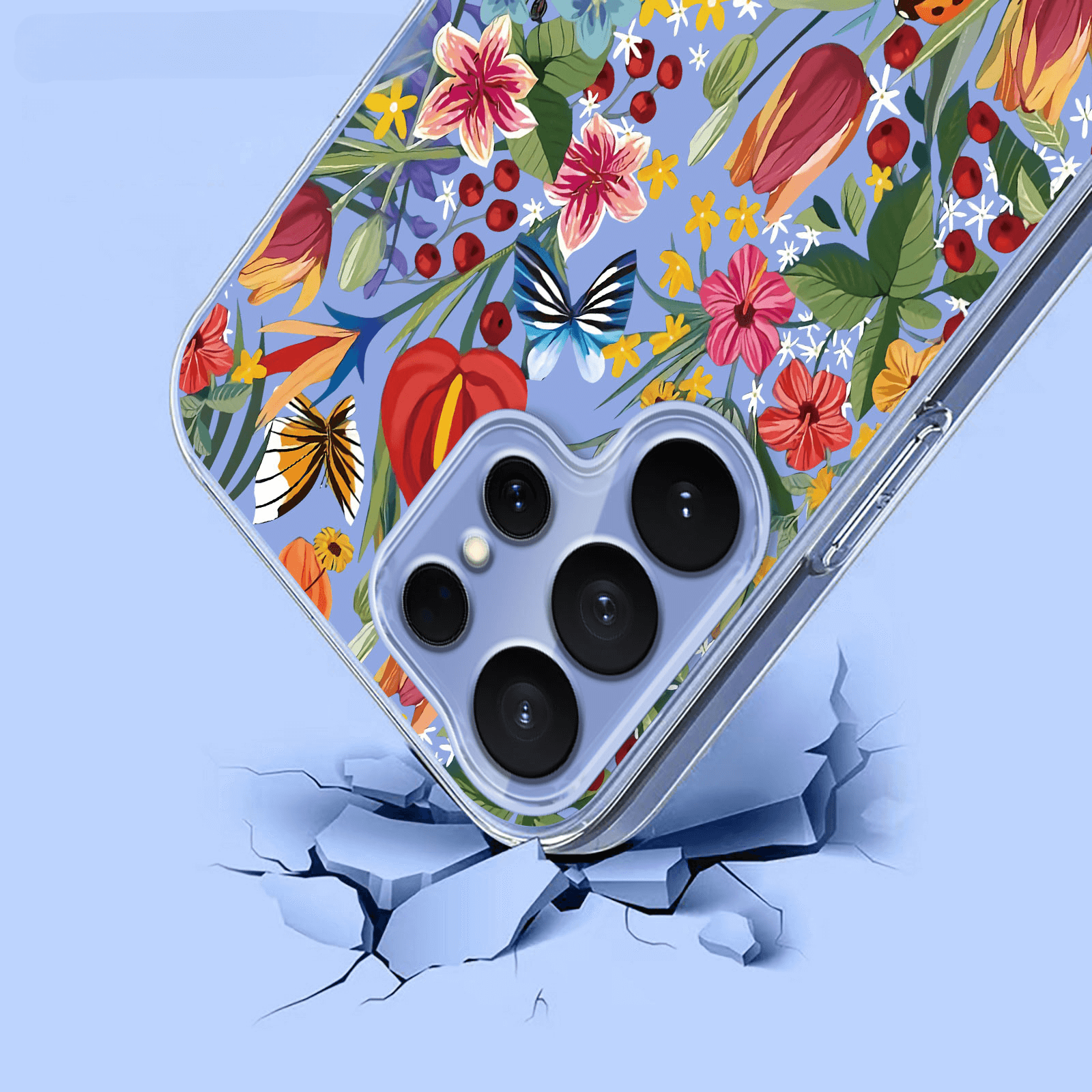 Galaxy S26 Ultra - Silikon Gummi Hülle Blumen