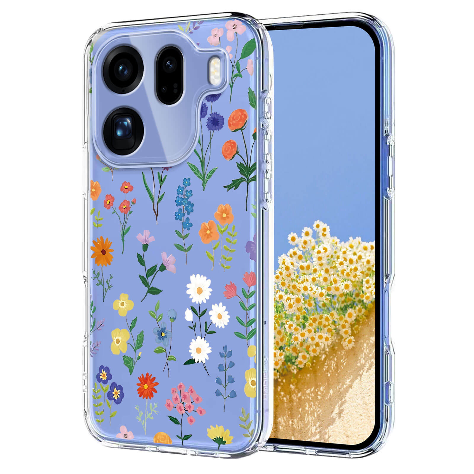 OPPO Find X9 Pro - Silicone Rubber Case Flowers