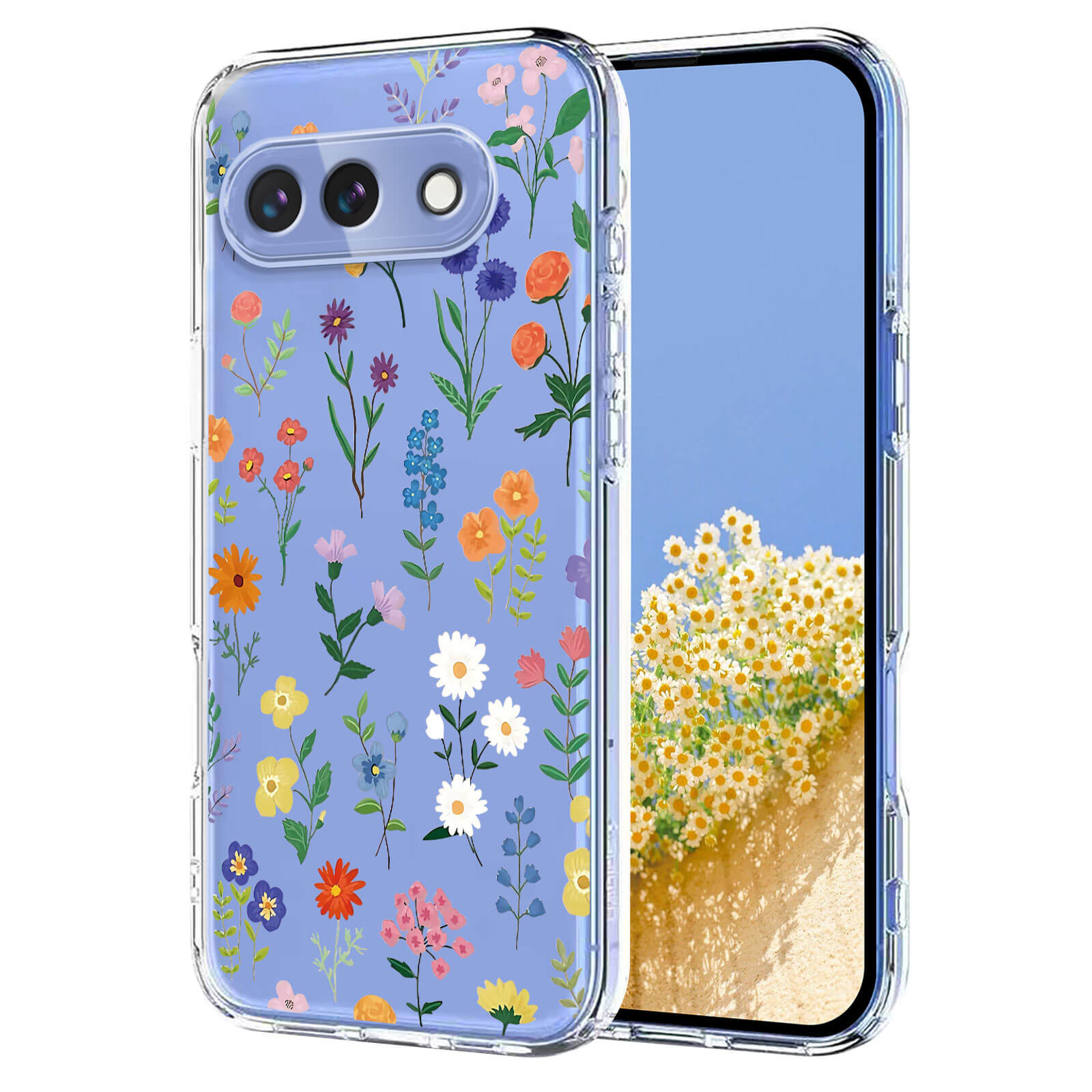 Google Pixel 10a - Silikon Gummi Hülle Blumen