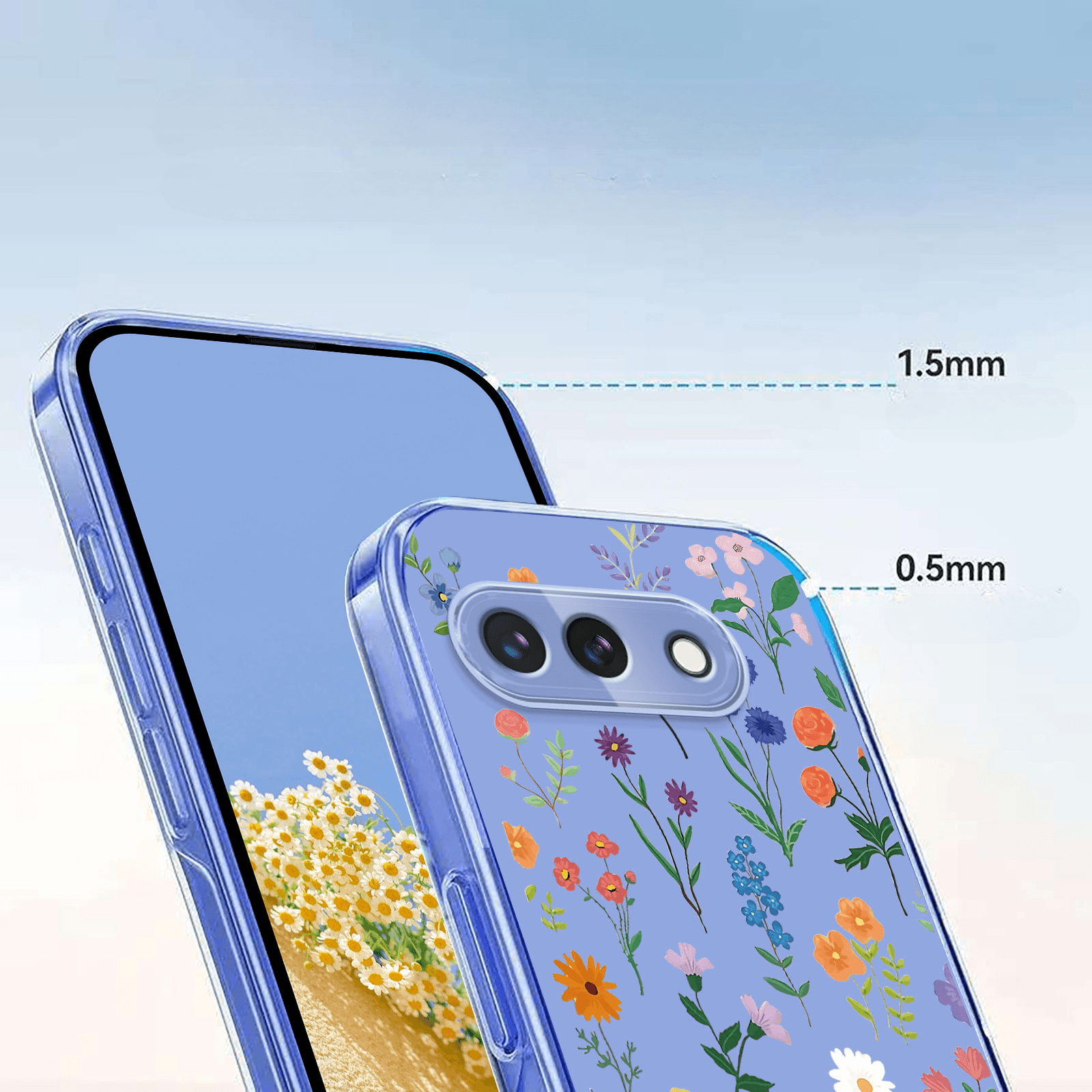 Google Pixel 10a - Silikon Gummi Hülle Blumen