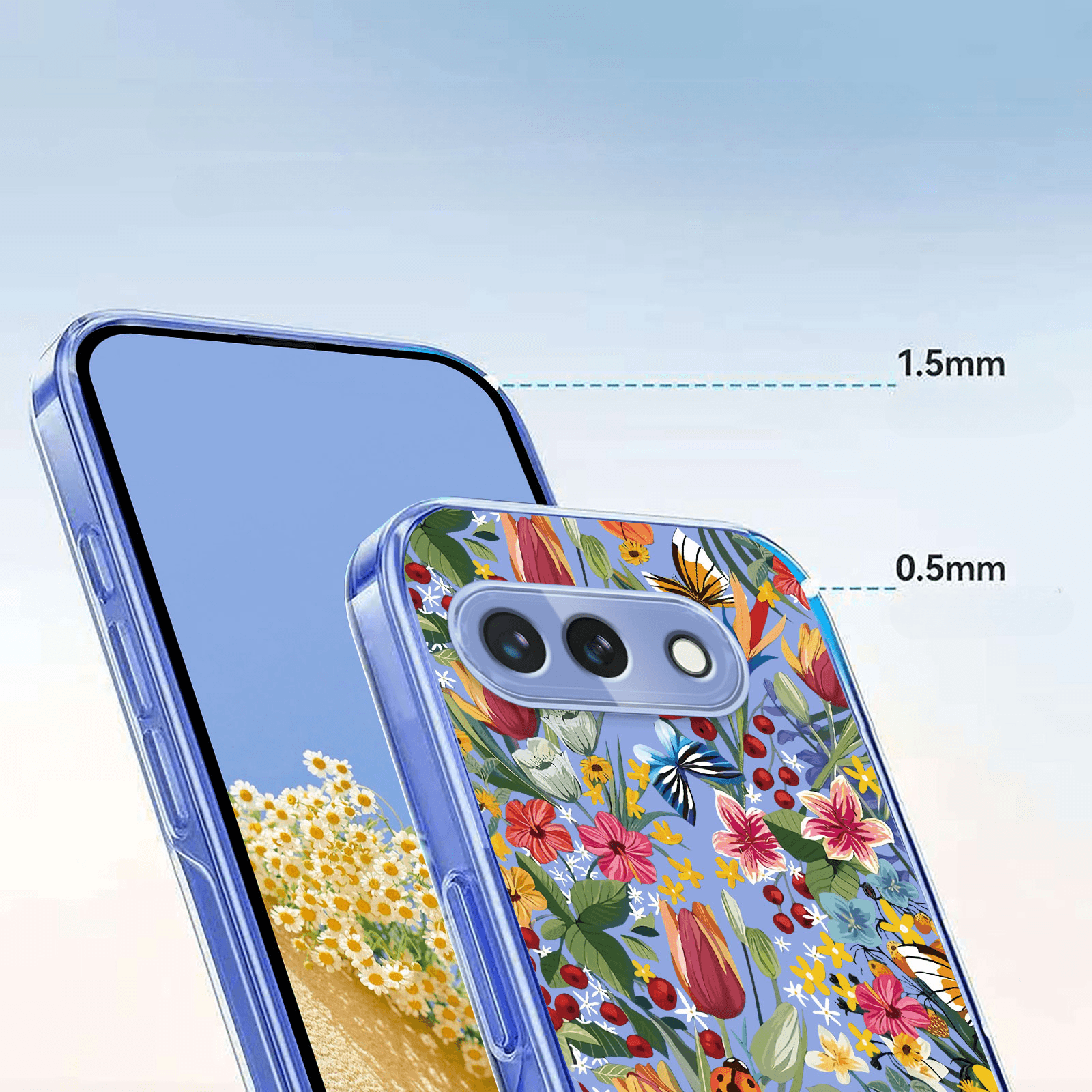 Google Pixel 10a - Silikon Gummi Hülle Blumen