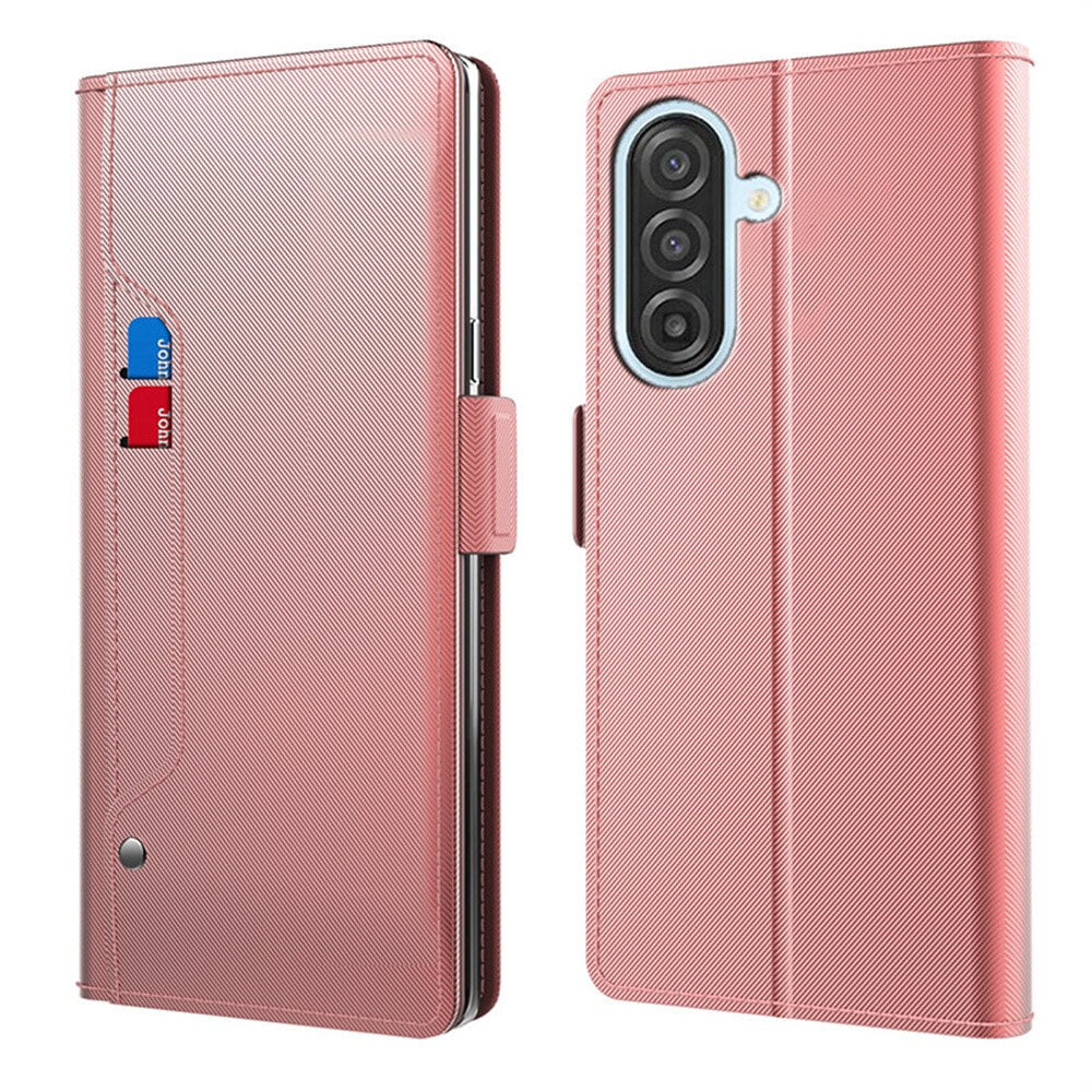 Galaxy A57 - Custodia a libro in pelle PU con specchio, portacarte e supporto integrato