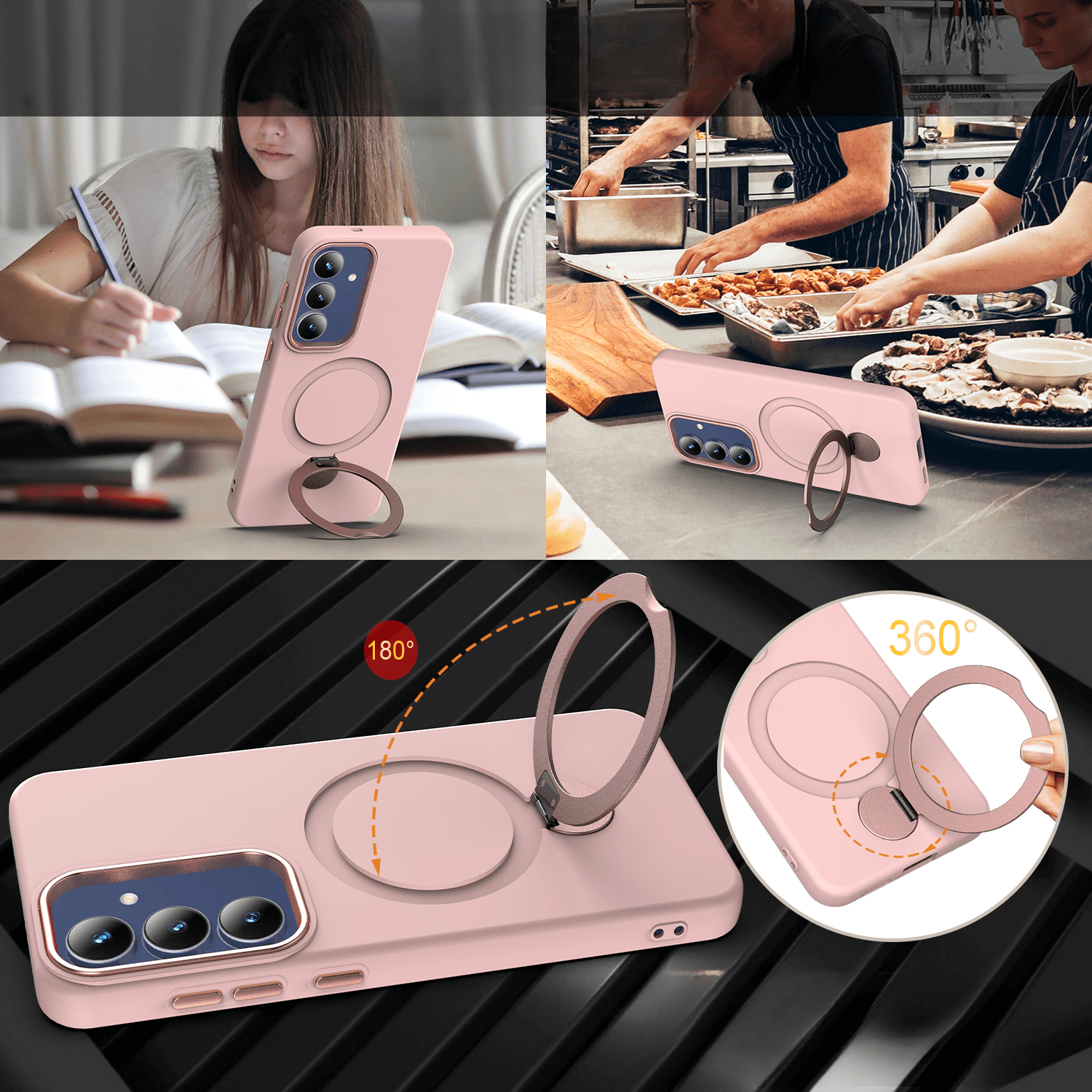 Galaxy A57 - Magnetic Case with Rotating Ring Holder & Kickstand
