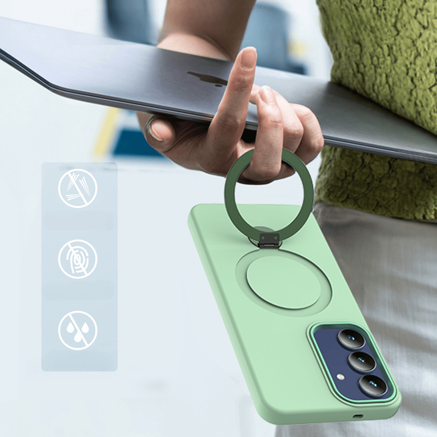 Galaxy A57 - Magnetic Case with Rotating Ring Holder & Kickstand
