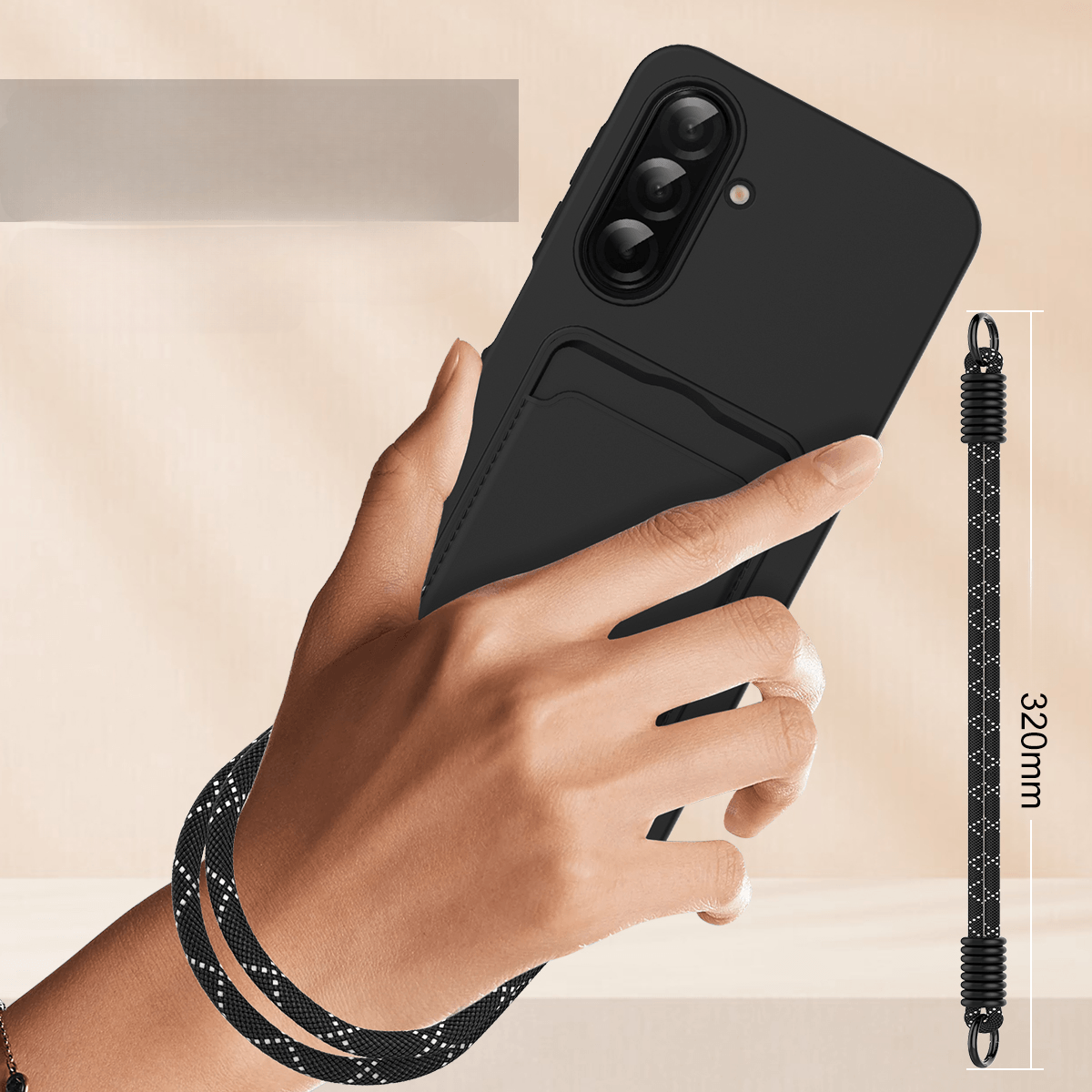 Galaxy A57 - Custodia in silicone liquido con portacarte e laccetto