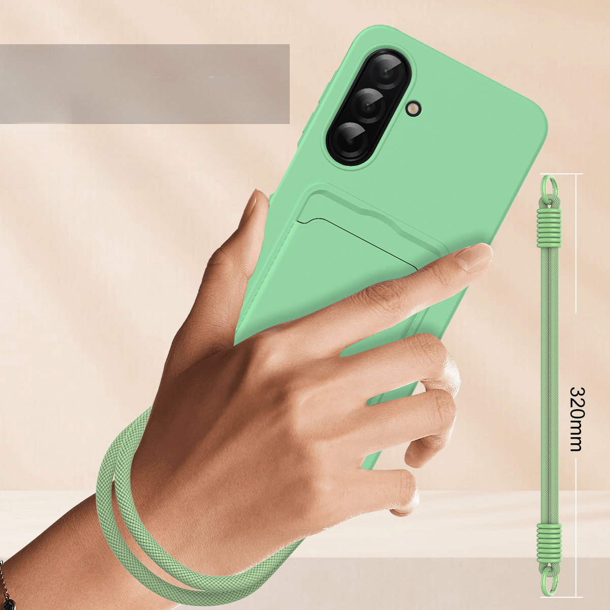 Galaxy A57 - Custodia in silicone liquido con portacarte e laccetto