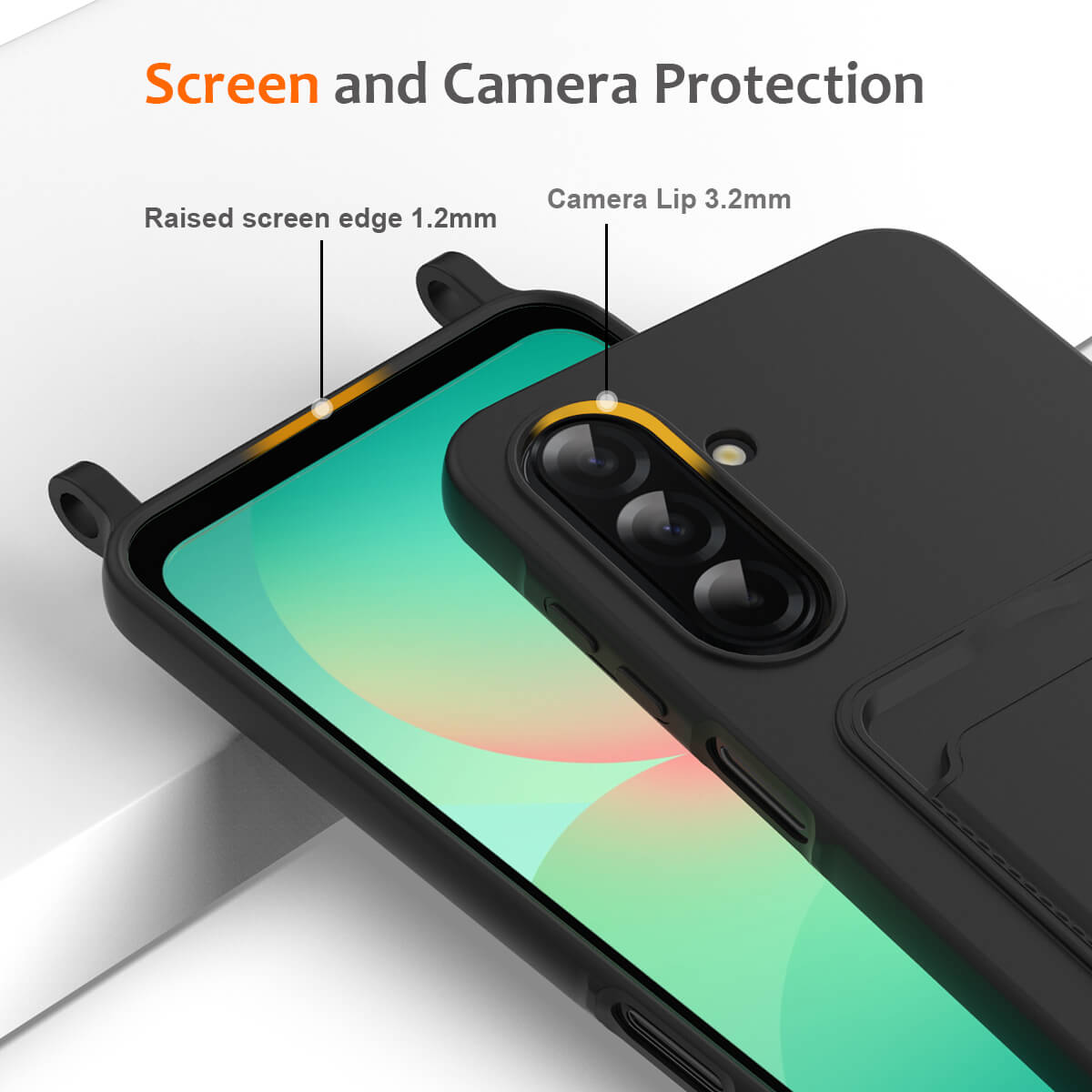 Galaxy A57 - Custodia in silicone liquido con portacarte e tracolla