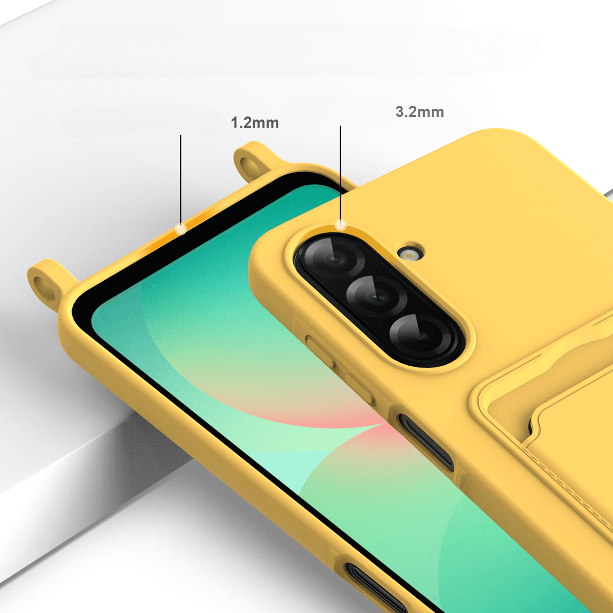 Galaxy A57 - Custodia in silicone liquido con portacarte e tracolla