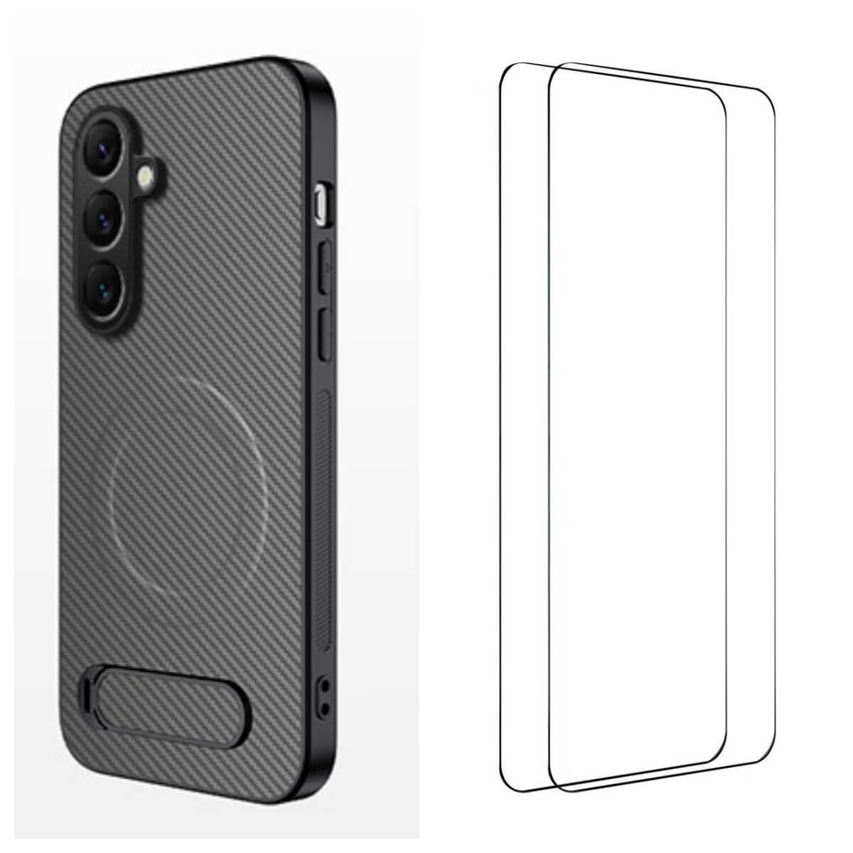 Galaxy A57 - Magnetic Case with Kickstand & 2 Tempered Glass Screen Protectors